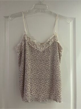 everleigh Cream Floral Lace-Trim Cami